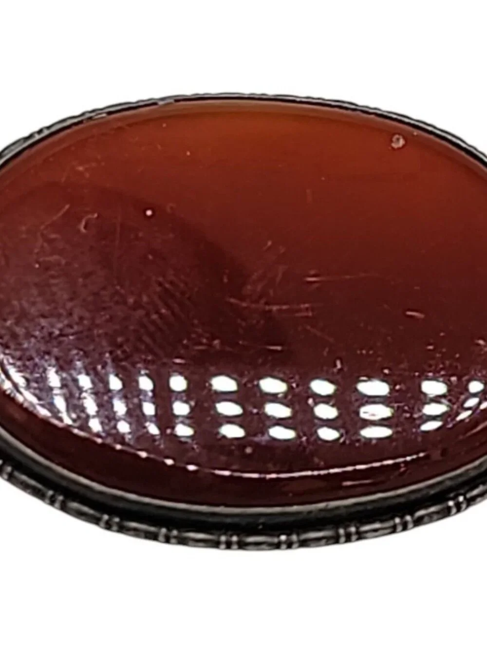 Sterling Silver Carnelian Brooch Oval Shape Germany Makers Mark Vintage 925